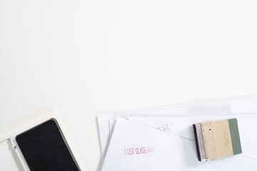 Vintage Office Dated Envelope Flat Lay