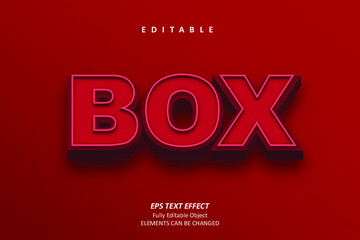 3D Red Box Text Effect Editable Premium Vector