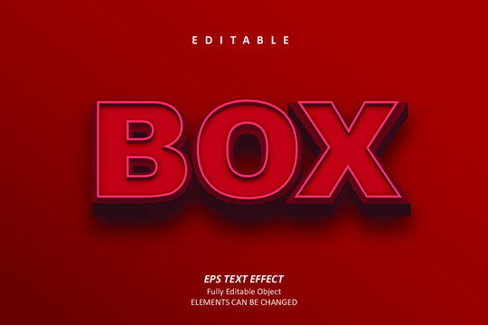 3D Red Box Text Effect Editable Premium Vector