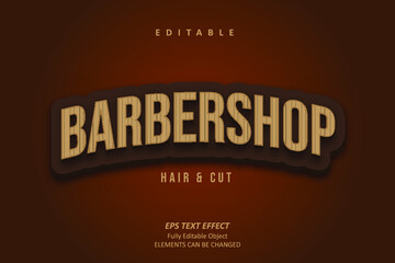 3D Barbershop Retro Text Effect Editable Premium Vector