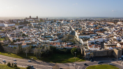 Fototapeta premium Aerial view of the historic center of the city of Évora, Portugal. Beautiful panoramic view of the city of Évora, in the Alentejo