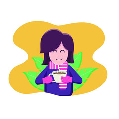 woman drink coffee illustration