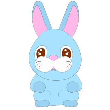 Vector illustration flat design. Cute hare with big eyes.