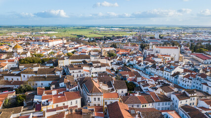 Naklejka na ściany i meble Historical center of Évora - Portugal. Aerial view of the historic center of Évora