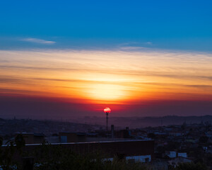 sunset over the city