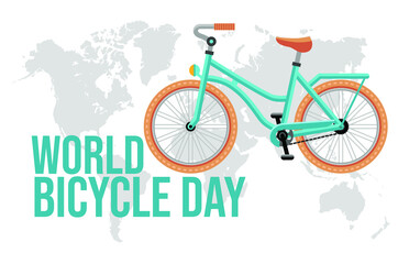 Fototapeta na wymiar World bicycle Day 3rd June vector Illustration banner design.