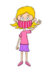 Mädchen mit Mundschutz-Maske - Farbe