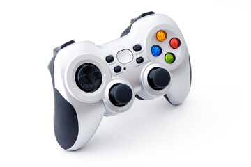 PC wireless game controller, gamepad on the white background.