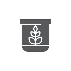 Round terrarium with plant flower vector icon symbol isolated on white background