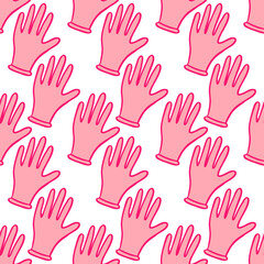 Fototapeta premium rubber glove seamless doodle pattern