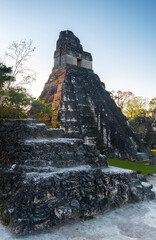 Temple I or Pyramid of the Great Jaguar in the Peten Rainforest, Tikal, Guatemala.