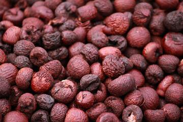 close up of red and black nuts