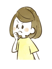 やる気や怒りがある女性-水彩