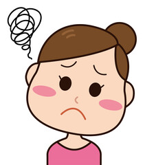 悩む　女性　主婦