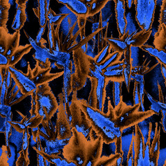 exotic jungle tropical seamless pattern endless repeat dark shadow print tie dye textile fabric