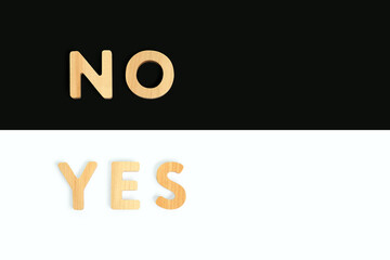 Business choice, checklist concept. Word yes and the word no