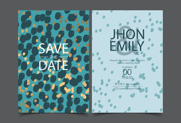 Fototapeta na wymiar Luxury Wedding Save the Date, Invitation Cards Collection with Gold Foil Polka Dots and Monogram Logo vector design template