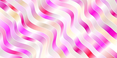 Light Pink, Yellow vector background with bent lines. Abstract gradient illustration with wry lines. Best design for your ad, poster, banner.