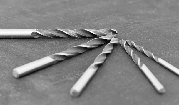 Drill bits different sizes close up