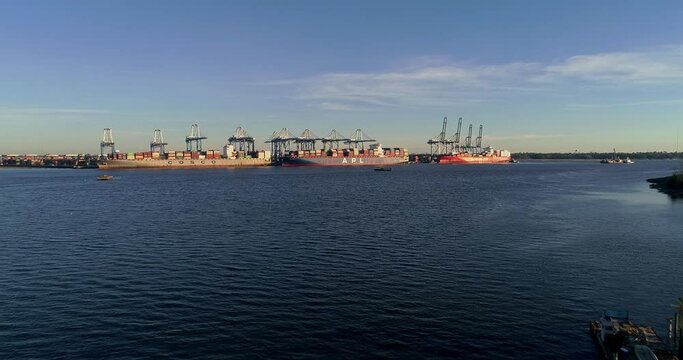 Port of Charleston, Container Ships, Drone