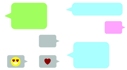chat bubble message chatting mobile texting conversation with emoji emoticons communication icons set vector