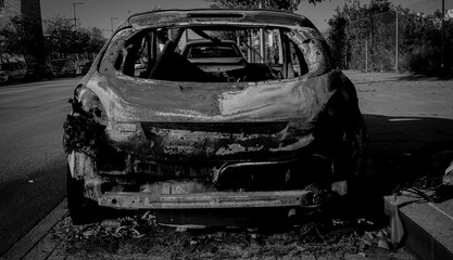 Burned car in Palma - Mallorca
