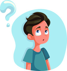 Cartoon Teen Boy Having Questions about Puberty