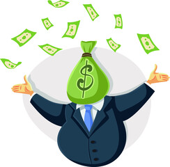 Wealthy Rich  Businessman Throwing with Money