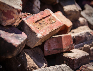 A pile of bricks at a construction site.