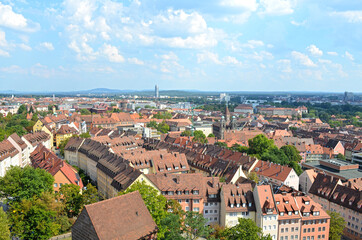 Fototapeta na wymiar View of the city from the Imperial Castle of Nuremberg, Germany
