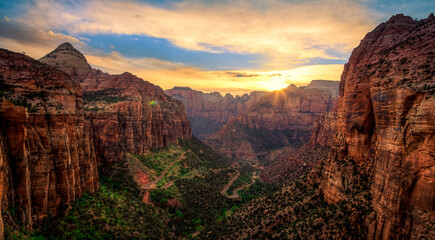 Sunset on Canyon Overlook, Zion National Park, Utah