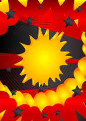 Minimalist abstract premium exclusive speech bubble background with gradient geometric elements. Vector black, red and yellow luxury backdrop.