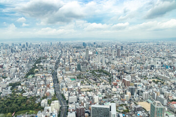 Fototapeta na wymiar あべのハルカスから見た大阪城方面の景色