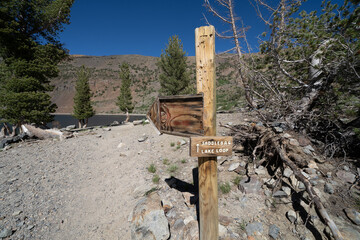 Sign for Saddlebag Lake Loop in Mono County California