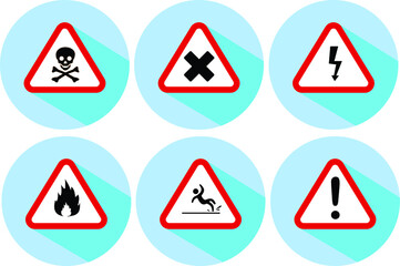 Road sign flat vector. illustration image with shadow. safety at the street