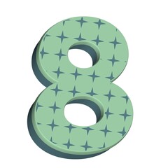 3D NUMBER MADE OF GREEN GIFT BOX WITH STARS : 8 EIGHT