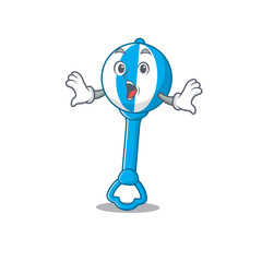 Rattle toy mascot design concept having a surprised gesture