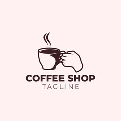 Simple minimalist retro coffee shop logo design vector template with isolated background