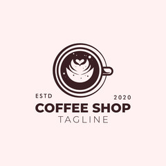 Simple minimalist retro coffee shop logo design vector template with isolated background