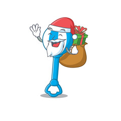 Cartoon design of rattle toy Santa having Christmas gift