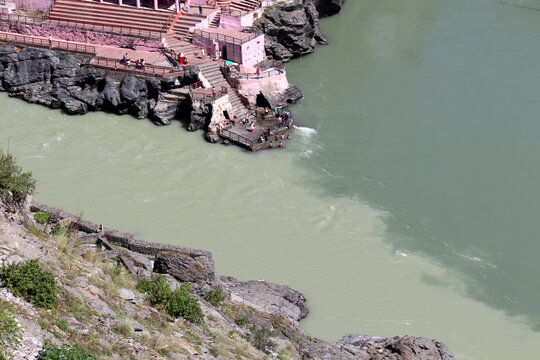 THE CONFLUENCE OF RIVERS IN RUDRAPRAYAG. UTTARAKHAND, INDIA, 12TH OCTOBER, 2019