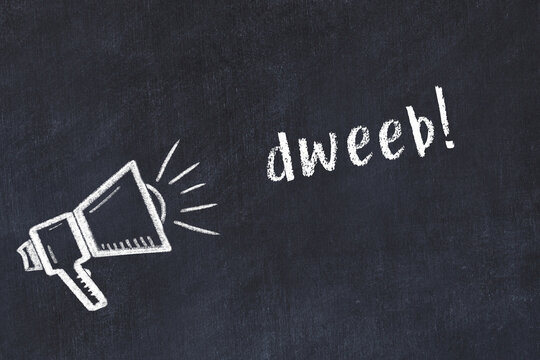 Chalk scetch of loudspeaker and inscription dweeb