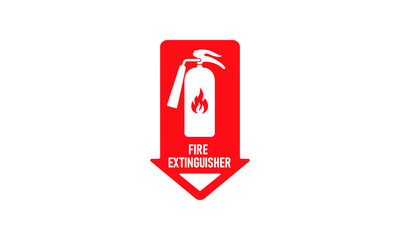 Red Fire extinguisher. Firefighters tools for flame fighting attention colored vector symbol for fire station,Fire extinguisher sign, vector illustration