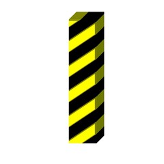 3D ENGLISH ALPHABET MADE OF YELLOW AND BLACK STRIPED WARNING TEXTURE : I