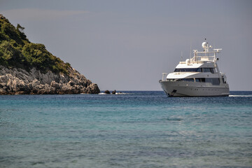 Fototapeta na wymiar A luxury yacht on Corfu Island