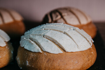 concha with white cover mexican bread