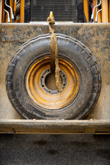 Large Wheel in Front End Loader Bucket