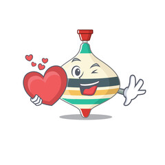 A sweet top toy cartoon character style holding a big heart