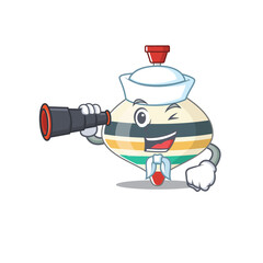 Fototapeta na wymiar A cartoon picture of top toy Sailor using binocular