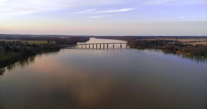 Port Royal, Virginia, Port Conway Bridge, Rappahannock River, Aerial Drone